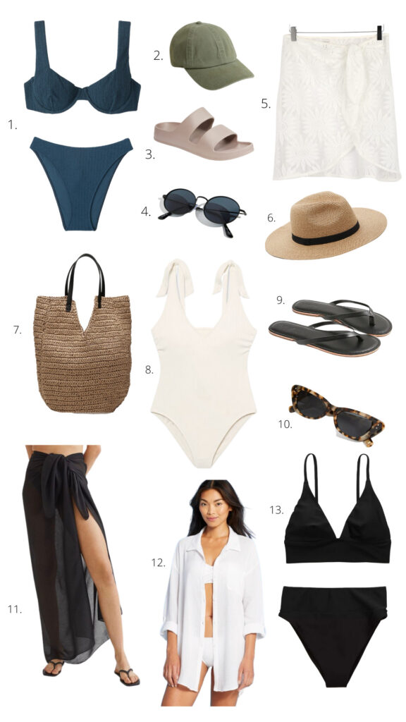 Elisha from Our Aesthetic Abode made a collage of 13 different Spring/Summer beach fashion finds for women