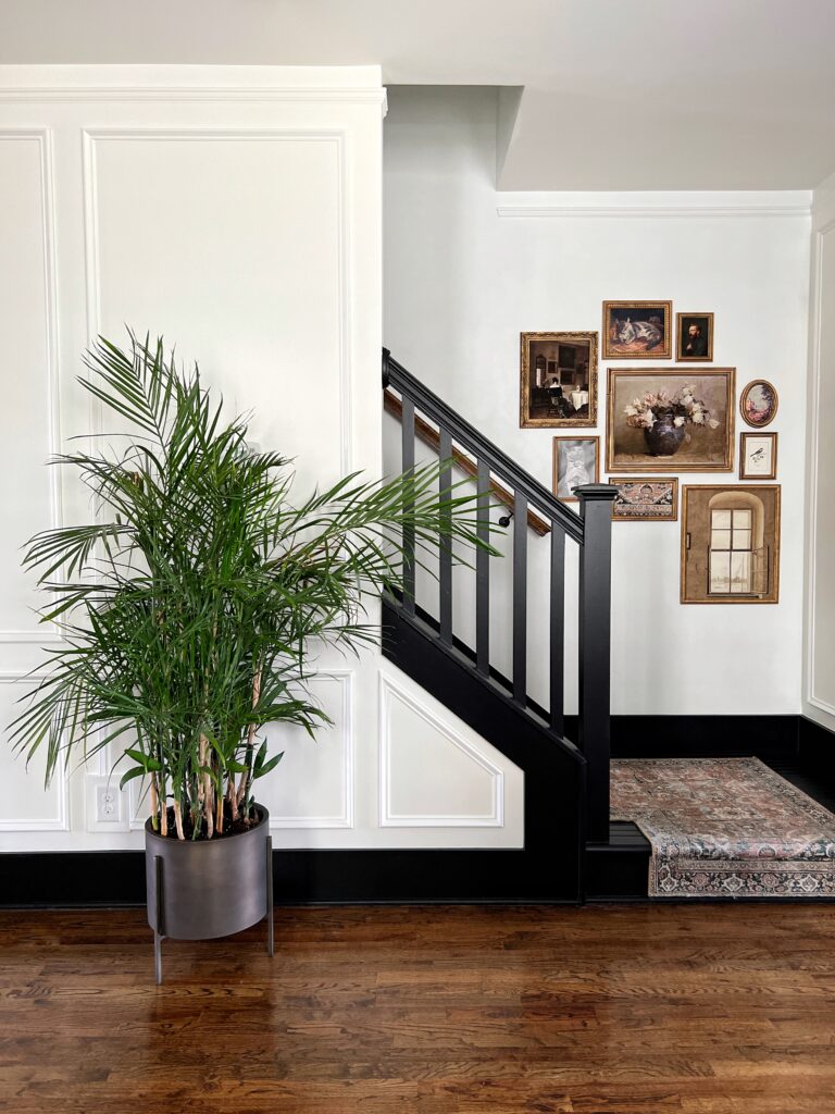 Black painted Stairs (Behr Limousine Leather) with a vintage runner