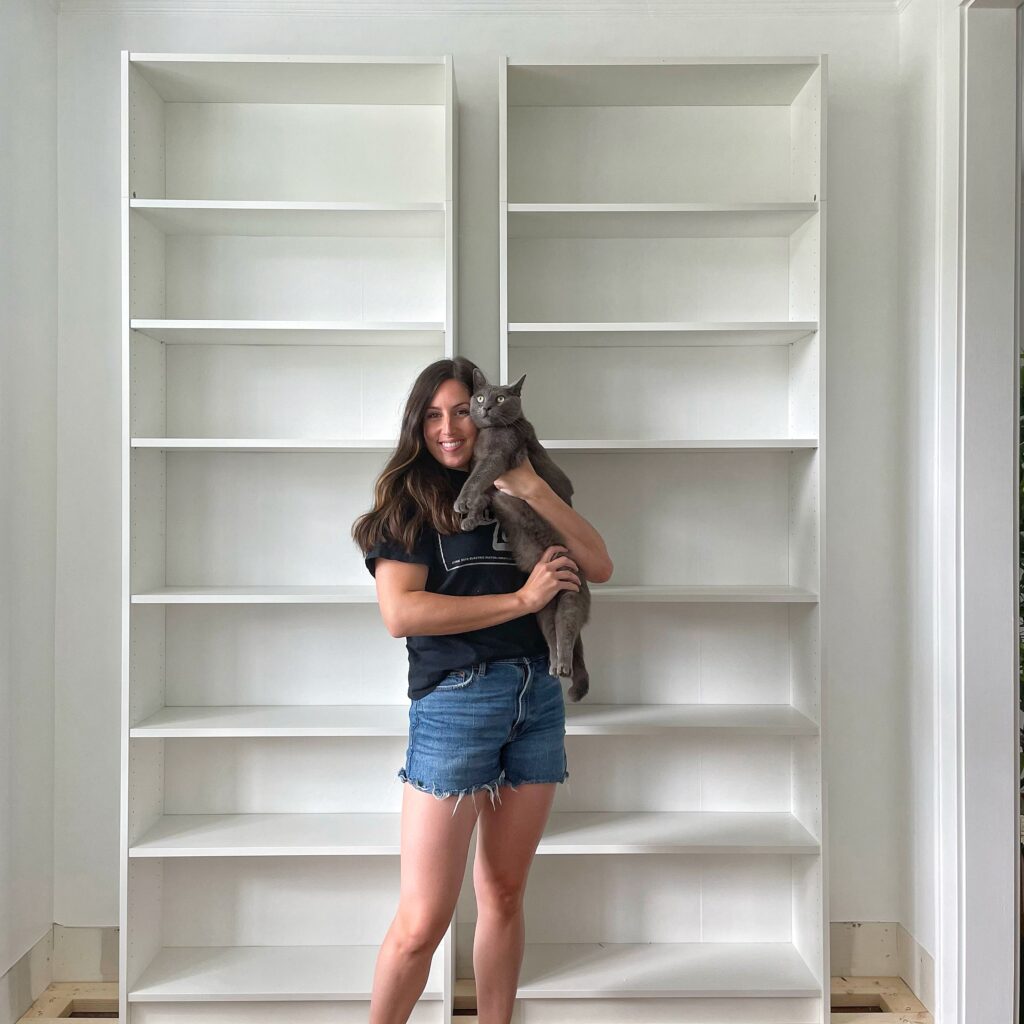 Two Ikea billy bookcases set for DIY arched built-ins hack