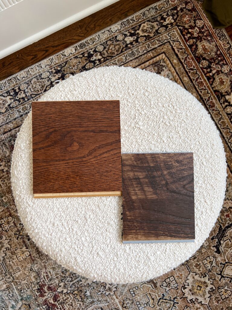 vinyl plank flooring and engineered hardwood samples