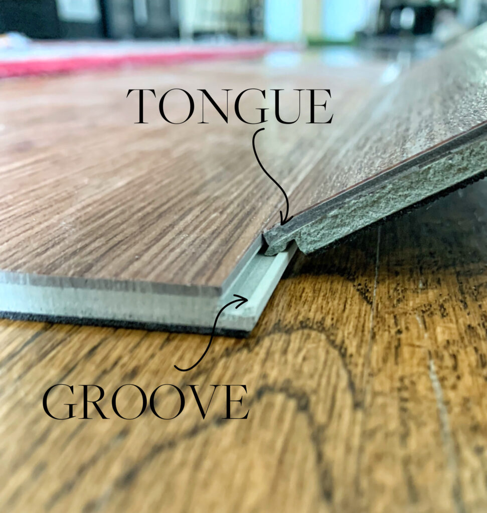 Close up view of the tongue and groove for LifeProof vinyl plank flooring