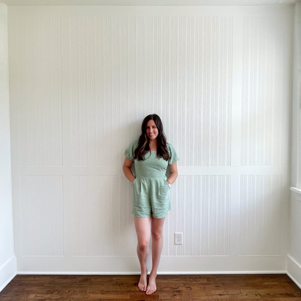 Elisha from Our Aesthetic Abode's DIY fluted wood panel accent wall