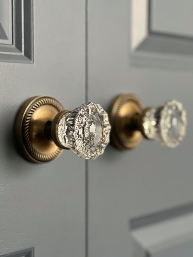 antique brass and crystal closet knobs