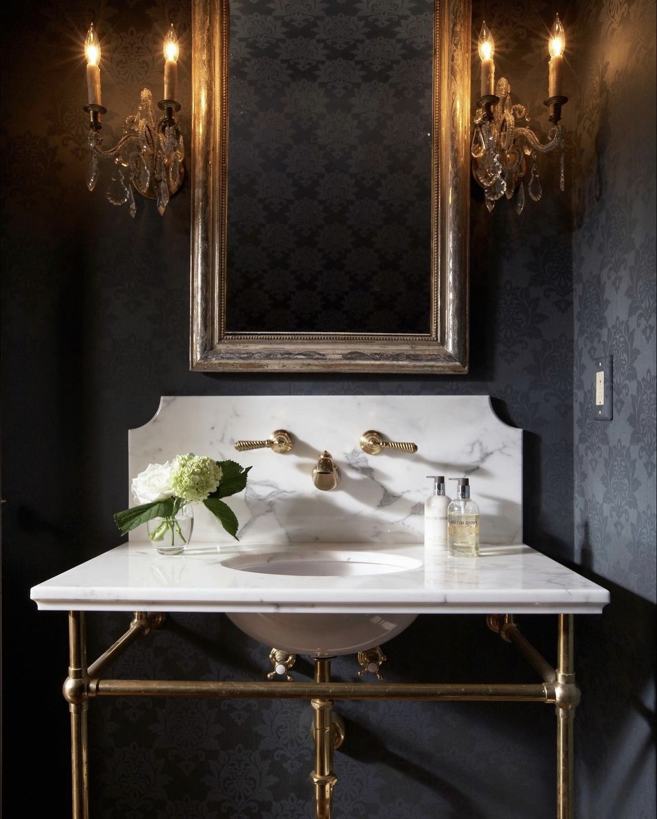 DIY Peel and Stick Wallpaper Powder Room Makeover | Our Aesthetic Abode