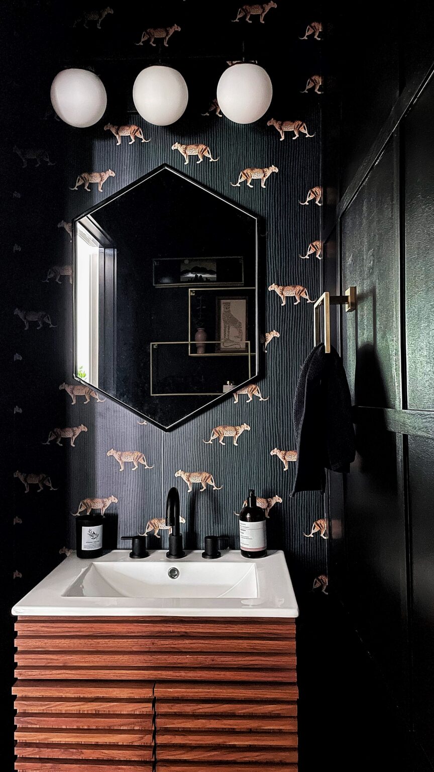 DIY Peel and Stick Wallpaper Powder Room Makeover | Our Aesthetic Abode