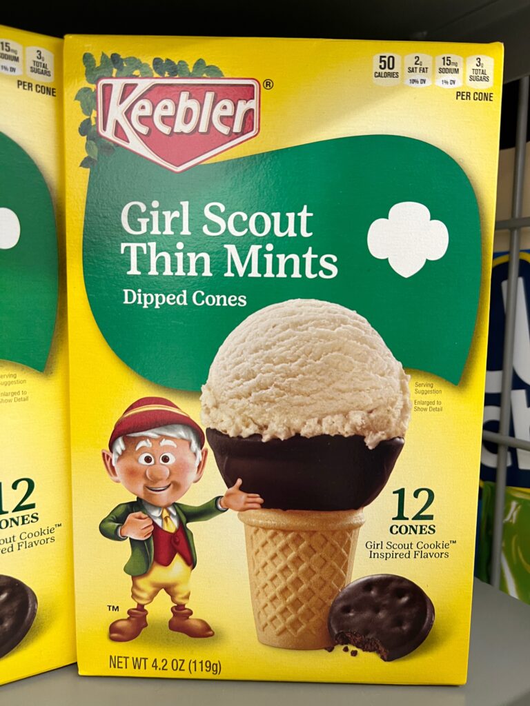 a box of keebler girl scout thin mints ice cream cones