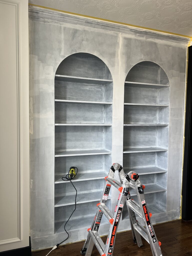 primed arched ikea billy bookcases