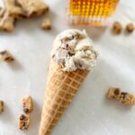 Homemade bourbon ice cream with blondies