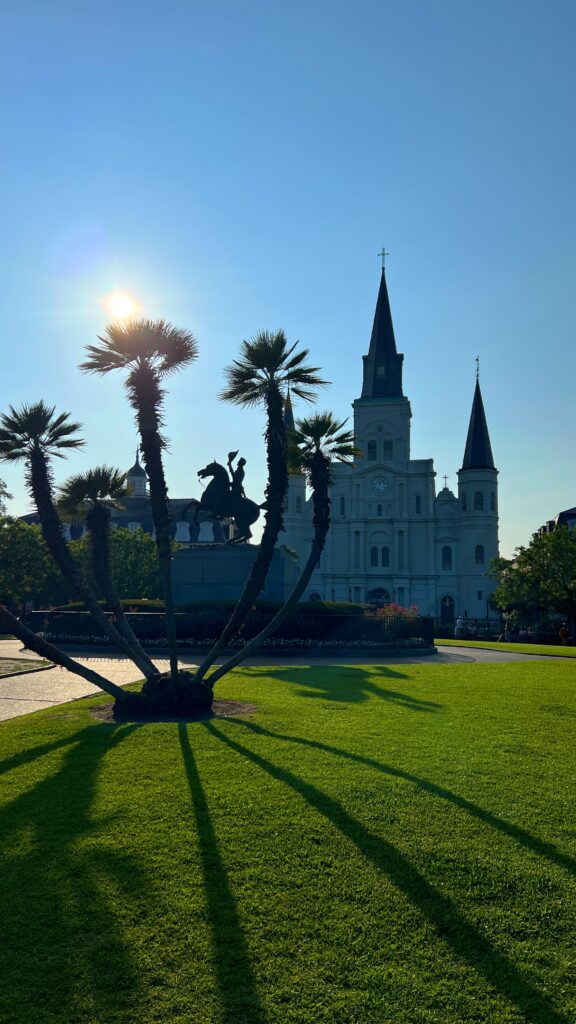 the St. Louis Cathedral in the evening light