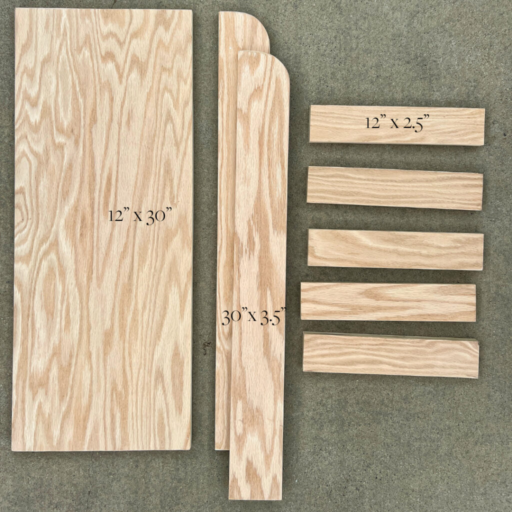red oak plywood cuts to make a pantry door spice rack