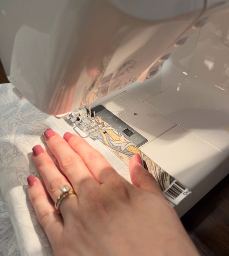 edge stitching a hem for curtains