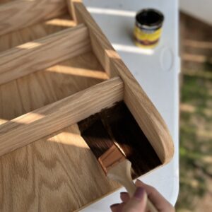 using Minwax espresso on a DIY wood spice rack