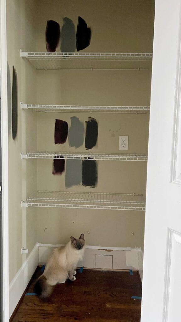 a closet pantry with wire shelves