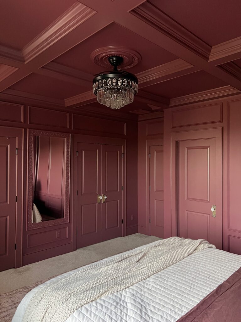 New london burgundy master bedroom