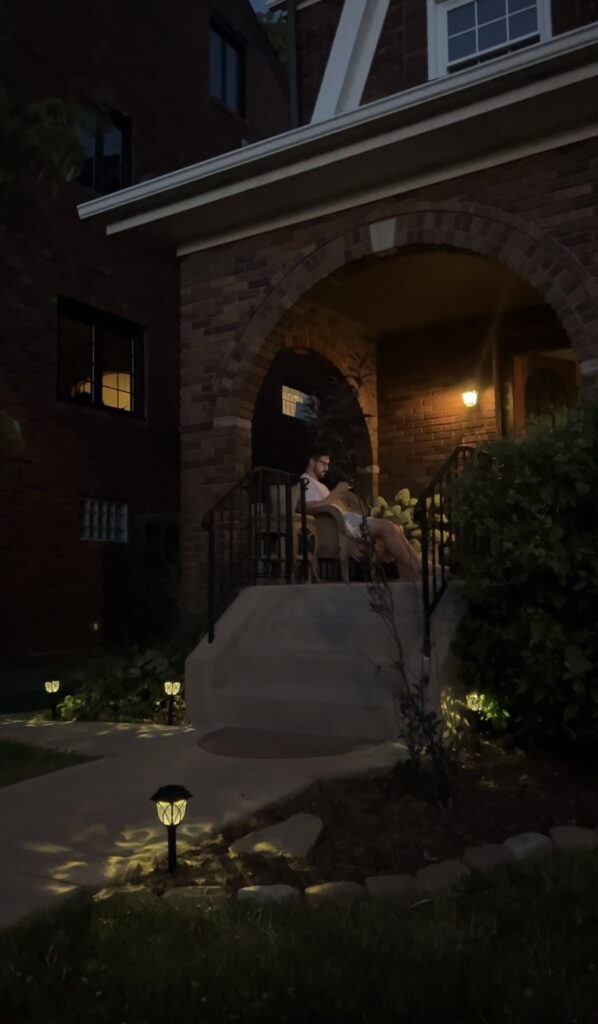 front porch makeover at night