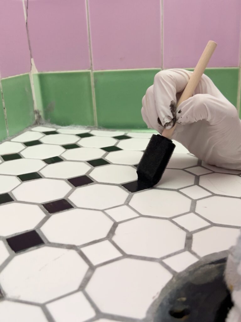 how to paint floor tile bathroom