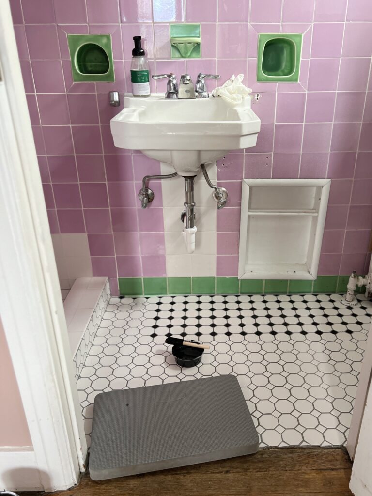 how to paint floor tile bathroom