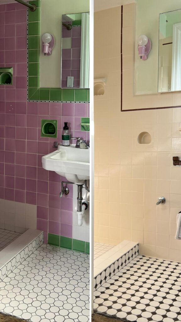 painting shower tiles before and after