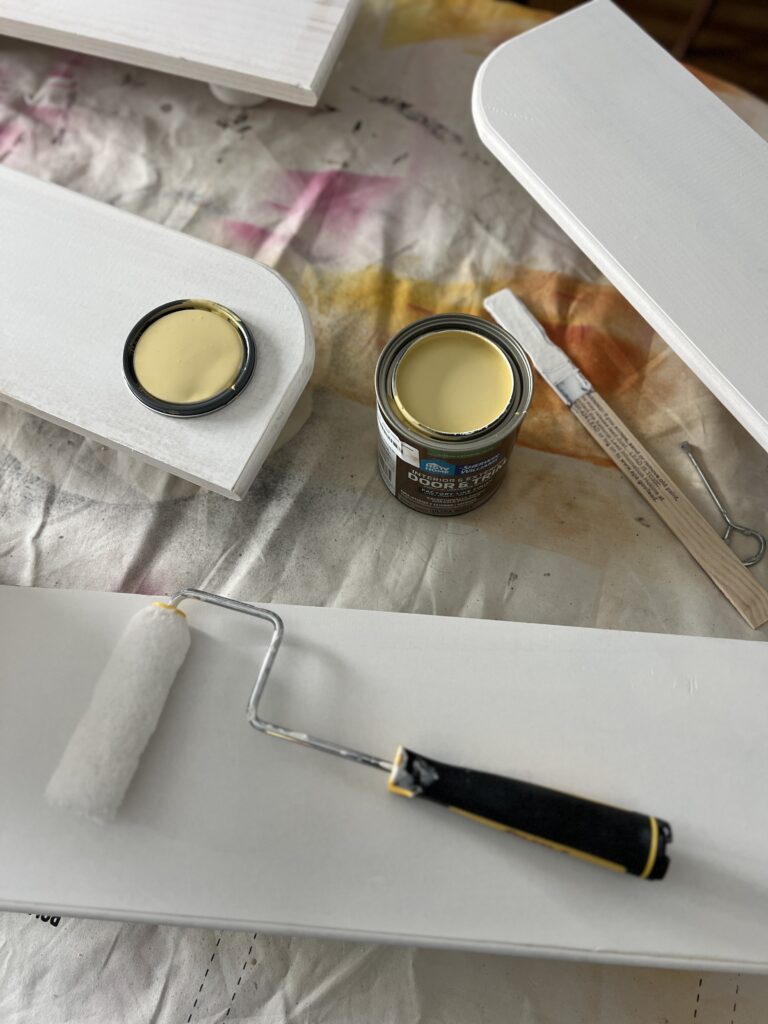 painting DIY pantry shelves