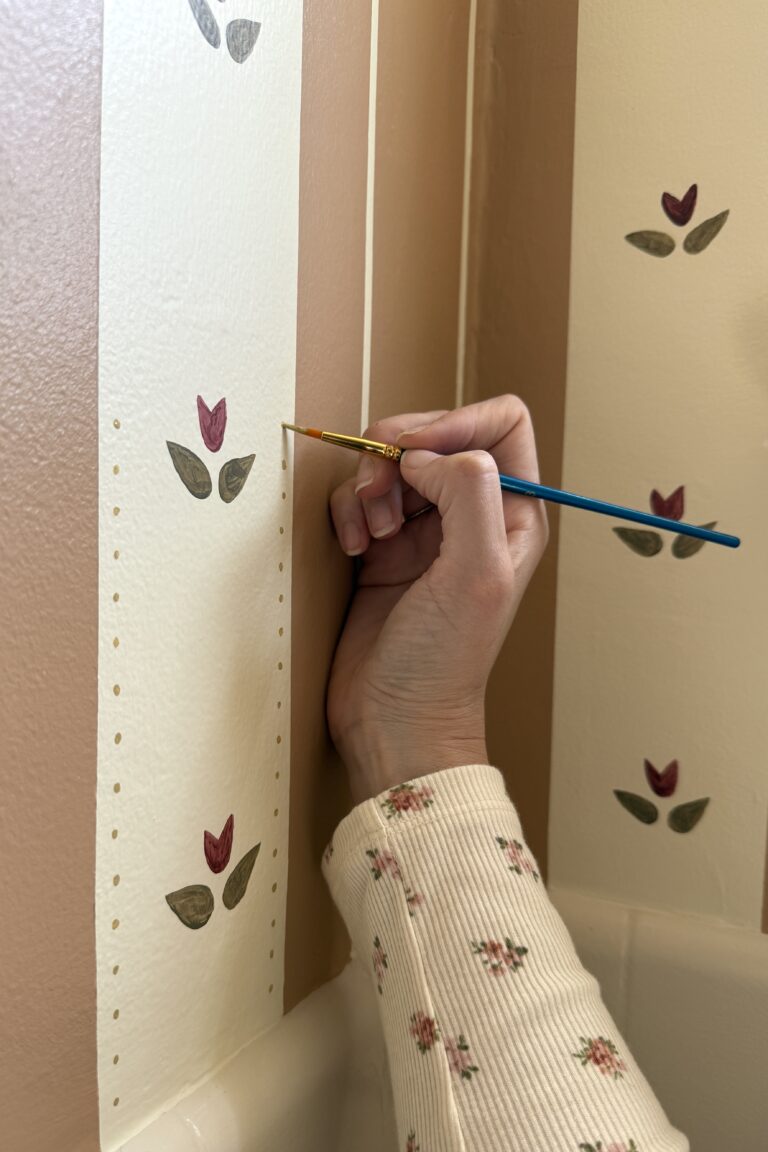 hand painted floral stripe wallpaper