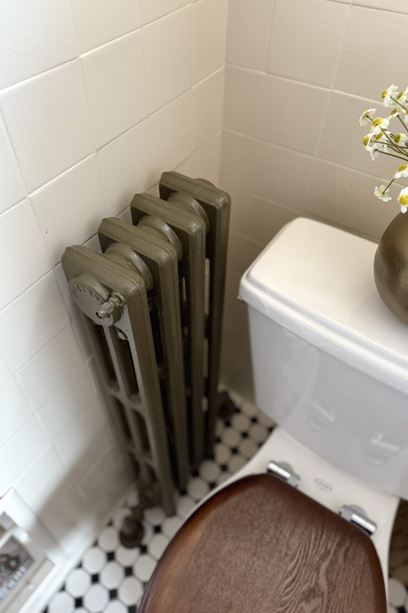 diy painted radiator green