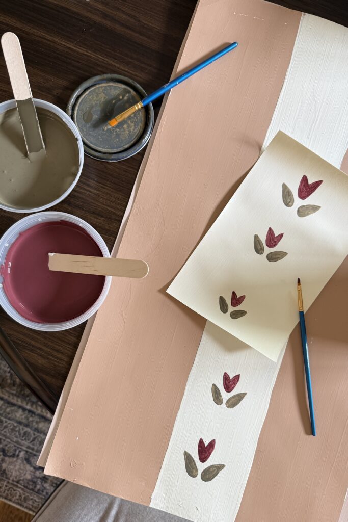 DIY pink floral stripe wallpaper