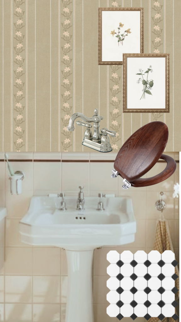 tiny cottage style bathroom mood board