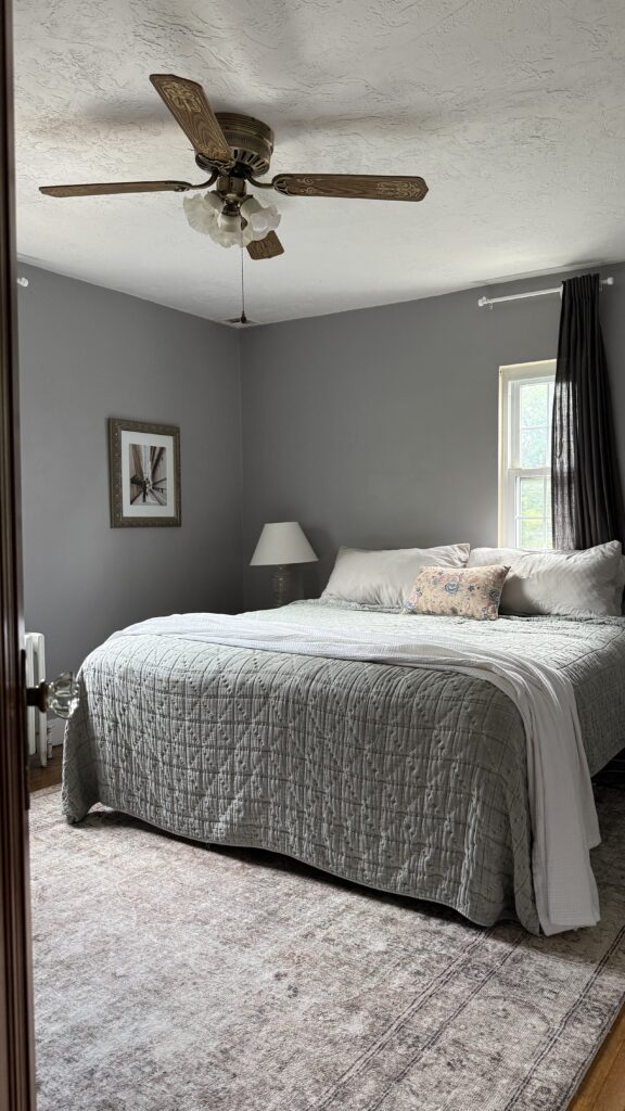 bedroom makeover before plywood shiplap