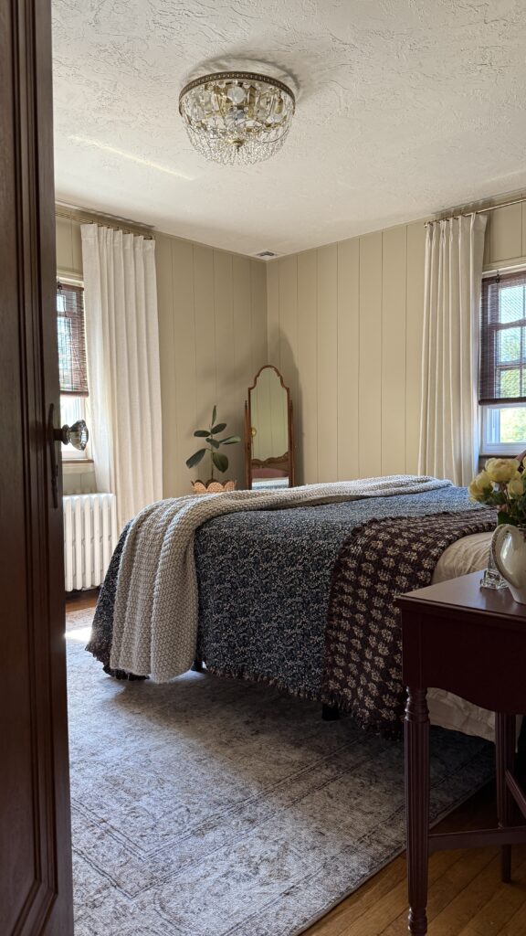 faux shiplap bedroom