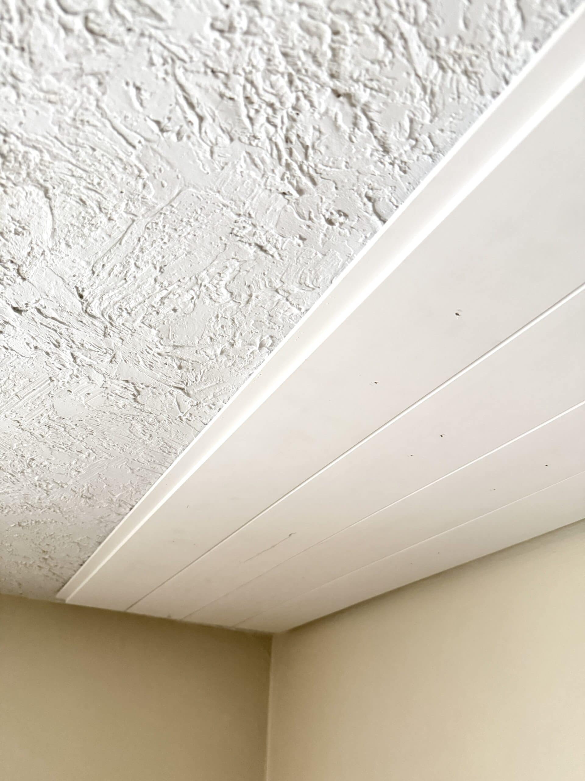 Easy DIY Shiplap Ceiling to Cover Popcorn Texture | Our Aesthetic Abode