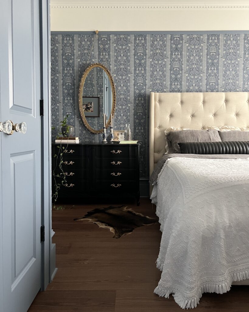 vintage blue bedroom