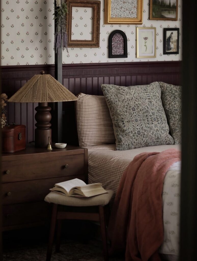 dark trim bedroom